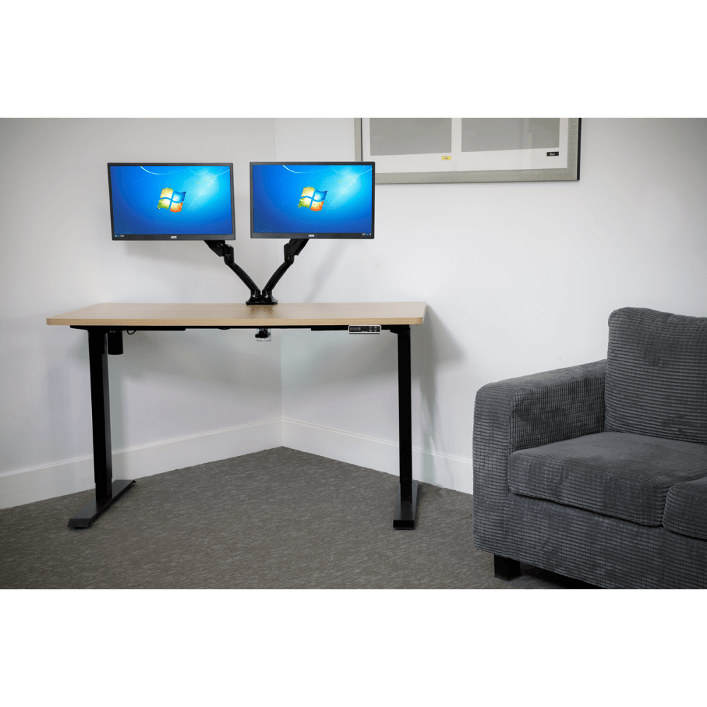 Dellonda Oak Electric Adjustable-Height Standing Desk with Memory, Quiet & Fast 1400 x 700mm Model No- DH41