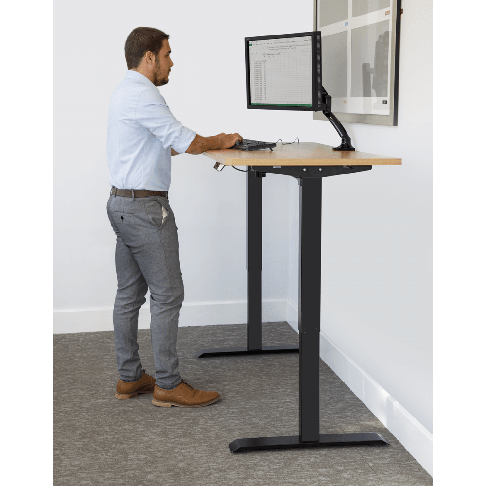Dellonda Oak Electric Adjustable-Height Standing Desk with Memory, Quiet & Fast 1400 x 700mm Model No- DH41