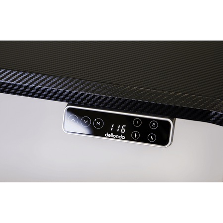 Dellonda Carbon Fibre Effect Electric Height Adjustable Standing Desk with Memory, Quiet, 1400 x 700mm Model No- DH43