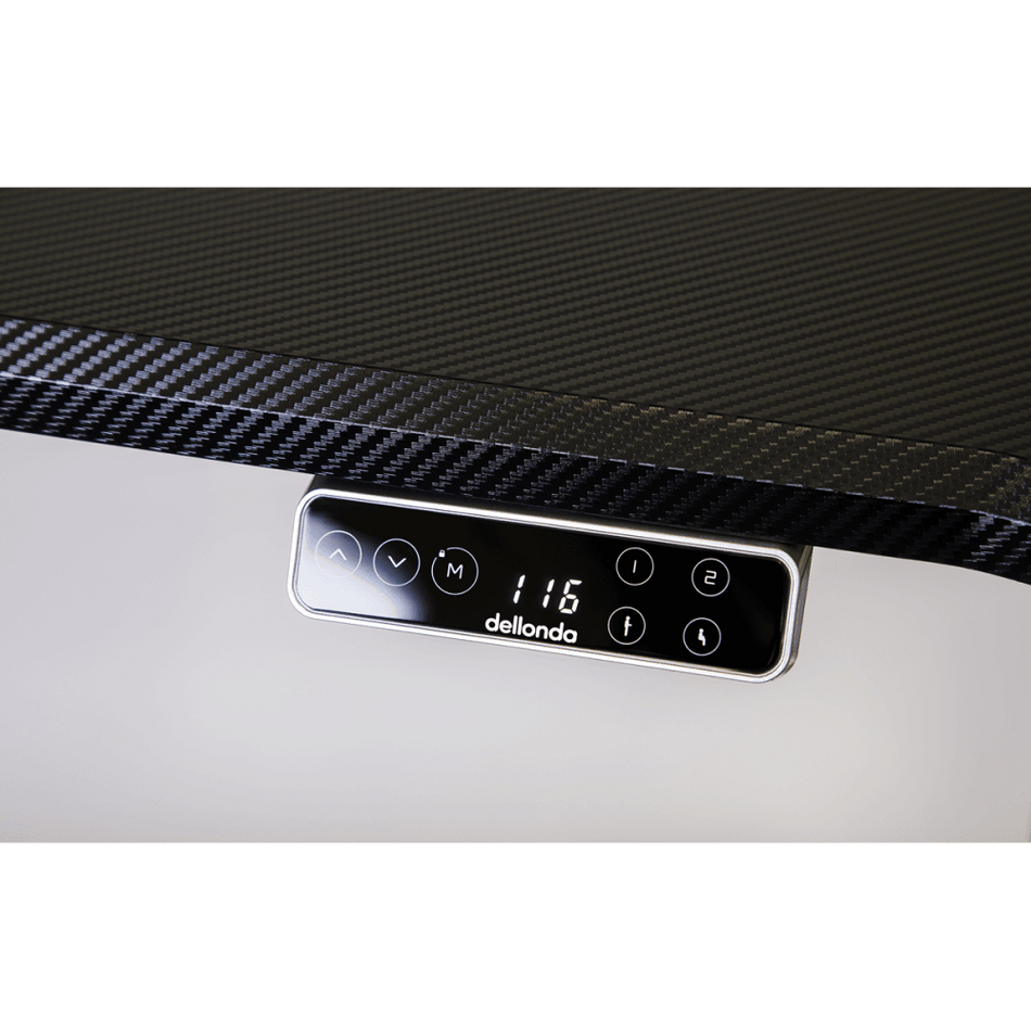 Dellonda Carbon Fibre Effect Electric Height Adjustable Standing Desk with Memory, Quiet, 1400 x 700mm Model No- DH43