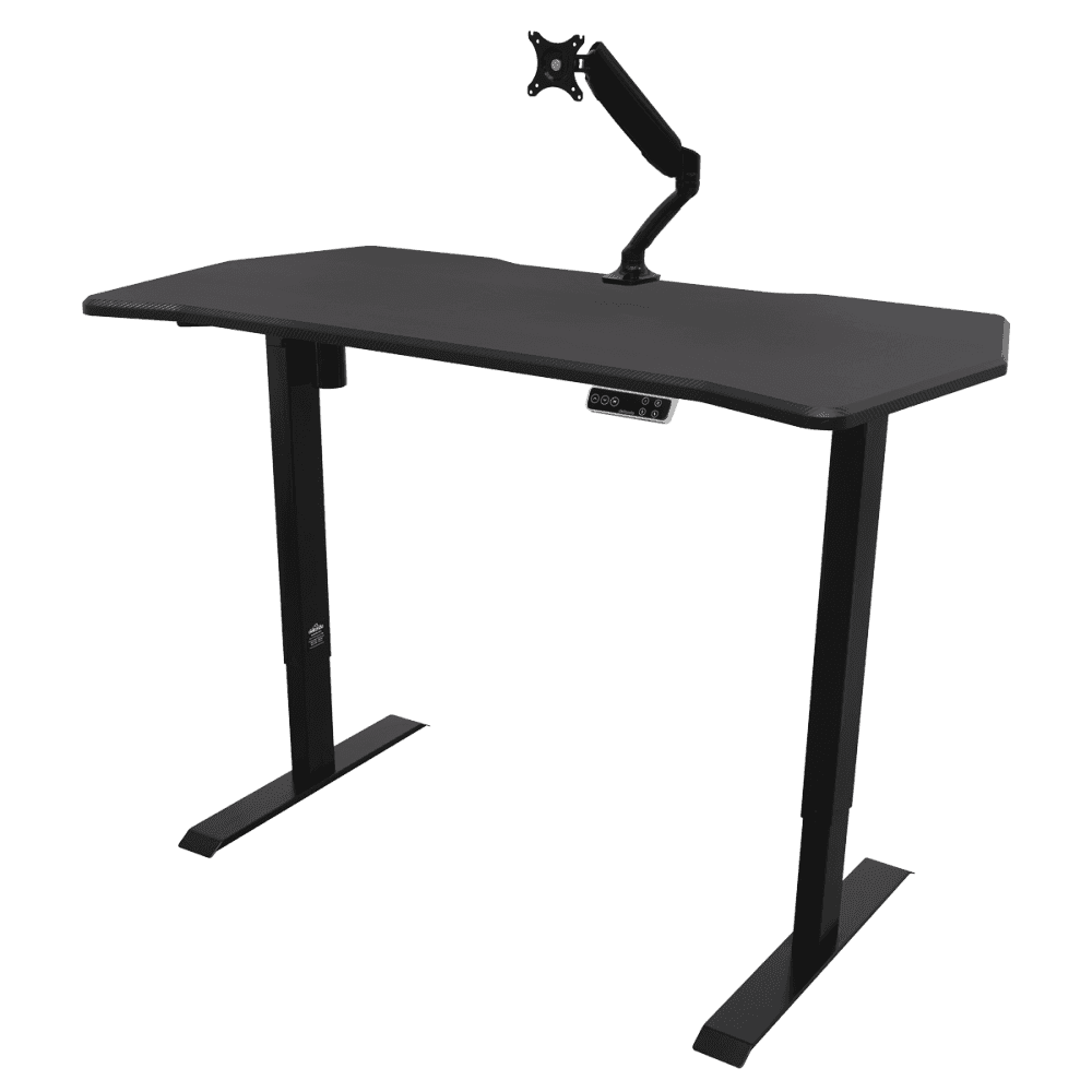 Dellonda Carbon Fibre Effect Electric Height Adjustable Standing Desk with Memory, Quiet, 1400 x 700mm Model No- DH43