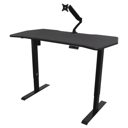 Dellonda Carbon Fibre Effect Electric Height Adjustable Standing Desk with Memory, Quiet, 1400 x 700mm Model No- DH43