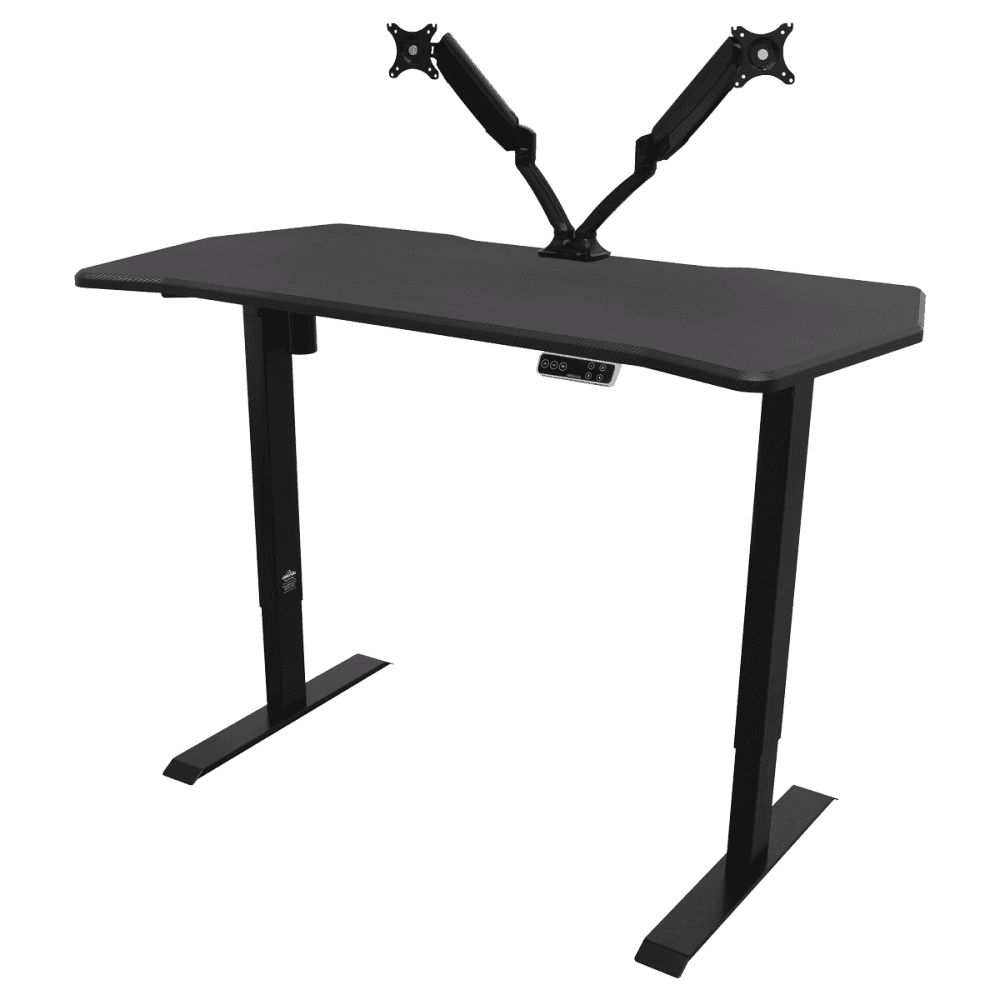 Dellonda Carbon Fibre Effect Electric Height Adjustable Standing Desk with Memory, Quiet, 1400 x 700mm Model No- DH43