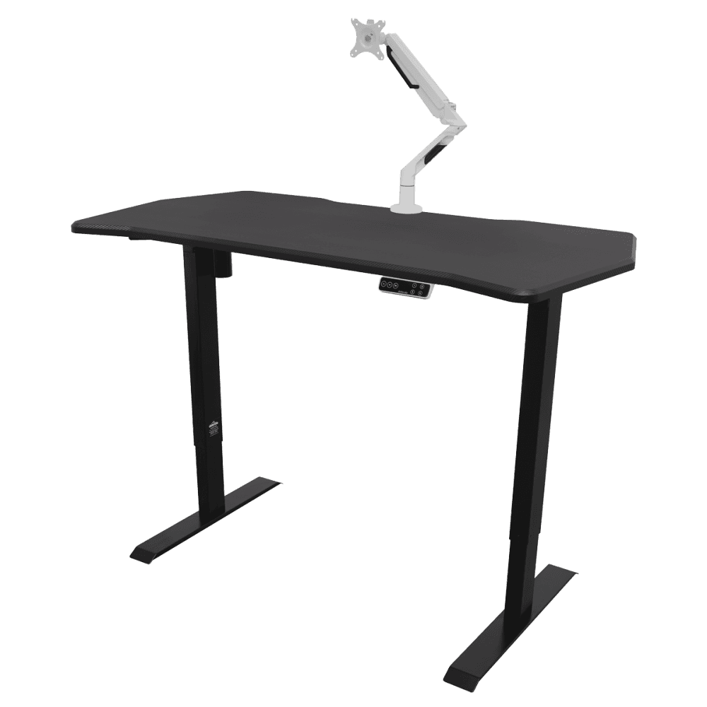 Dellonda Carbon Fibre Effect Electric Height Adjustable Standing Desk with Memory, Quiet, 1400 x 700mm Model No- DH43