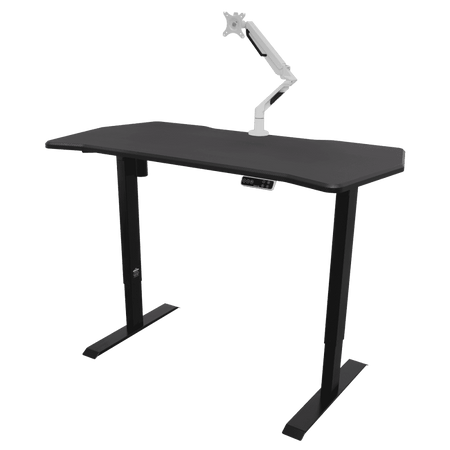 Dellonda Carbon Fibre Effect Electric Height Adjustable Standing Desk with Memory, Quiet, 1400 x 700mm Model No- DH43