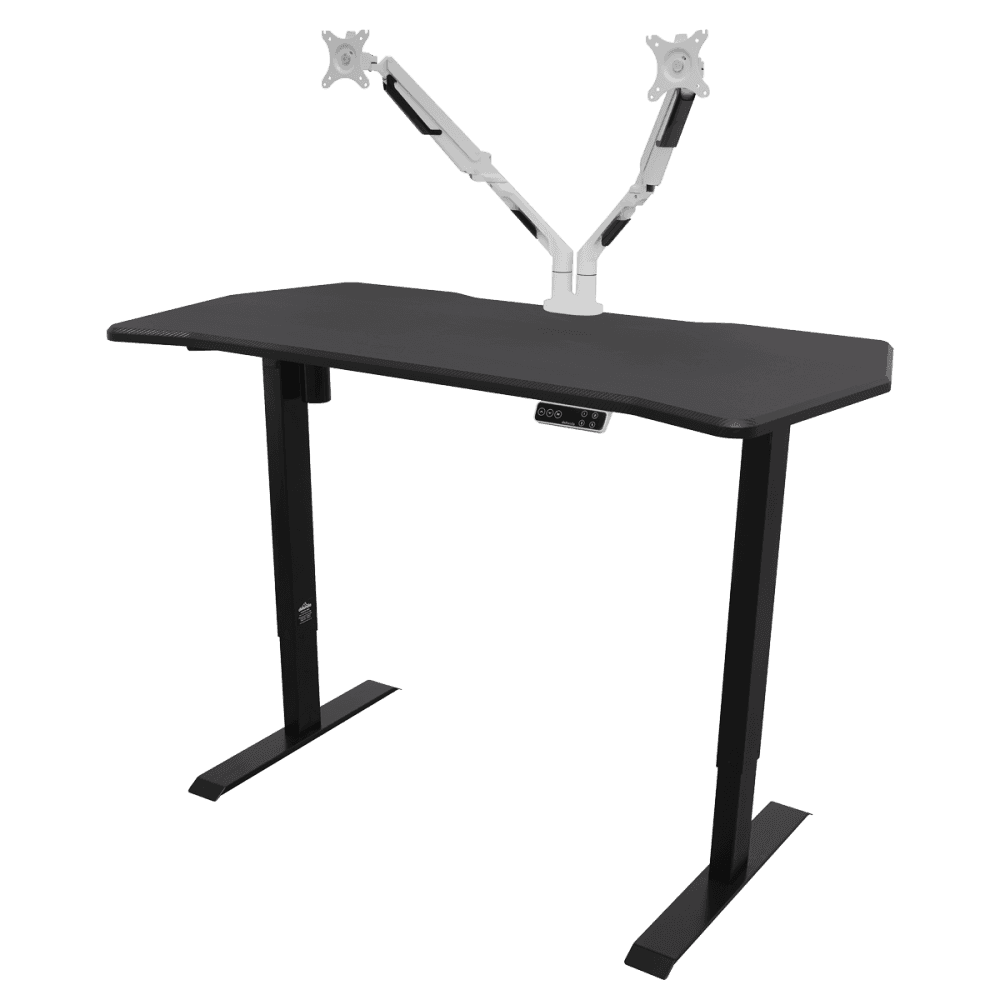 Dellonda Carbon Fibre Effect Electric Height Adjustable Standing Desk with Memory, Quiet, 1400 x 700mm Model No- DH43