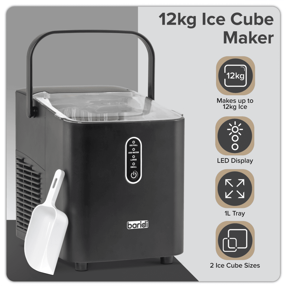 Baridi Ice Cube Maker with LED Display & 10 Minute Freeze Model No- DH52
