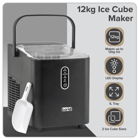 Baridi Ice Cube Maker with LED Display & 10 Minute Freeze Model No- DH52