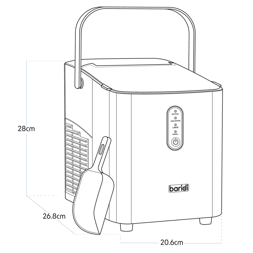 Baridi Ice Cube Maker with LED Display & 10 Minute Freeze Model No- DH52