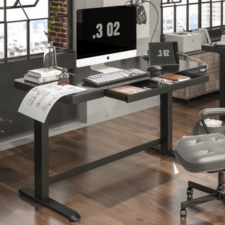Dellonda Single Motor Ultra-Quiet Electric Desk with Control Panel, USB Port & Drawer - Black Desktop Model No- DH53