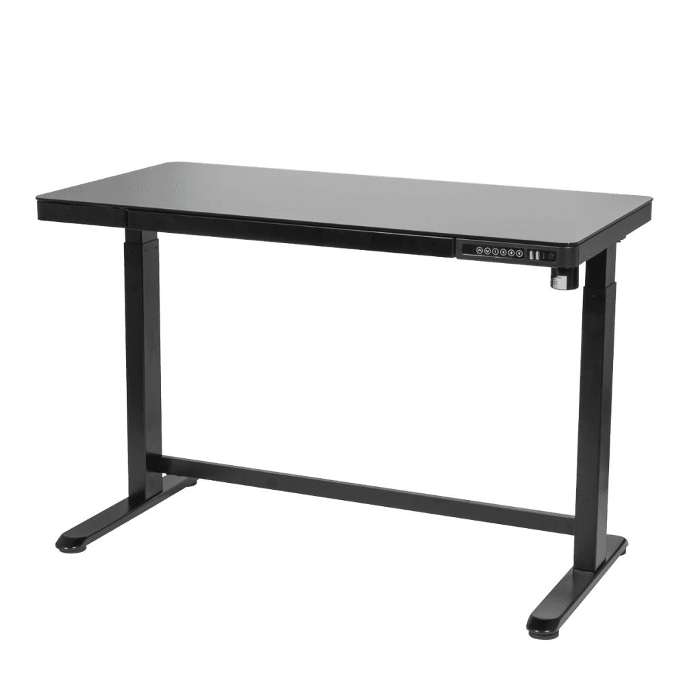 Dellonda Single Motor Ultra-Quiet Electric Desk with Control Panel, USB Port & Drawer - Black Desktop Model No- DH53