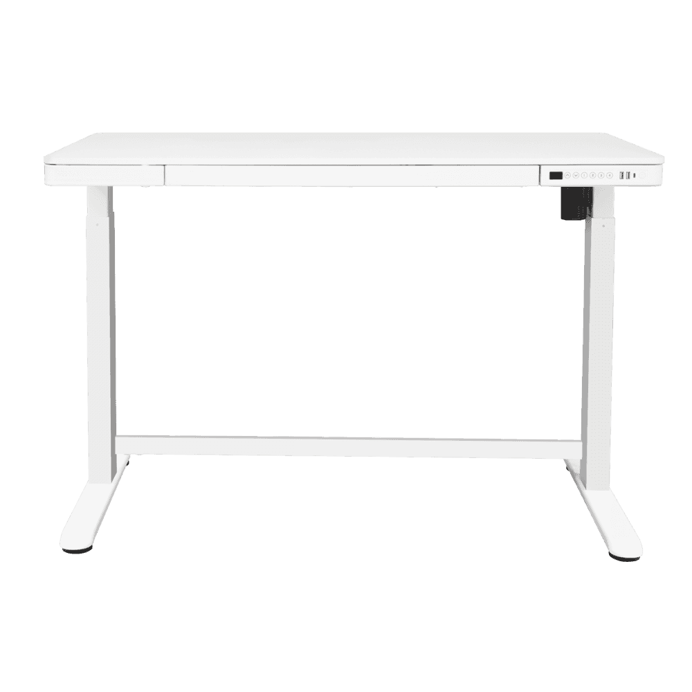 Dellonda Single Motor Ultra-Quiet Electric Desk with Control Panel, USB Port & Drawer - White Desktop Model No- DH54