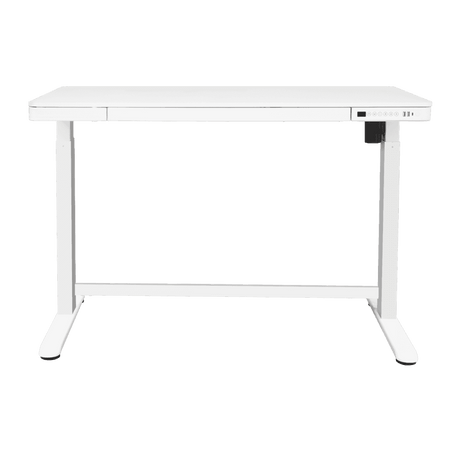 Dellonda Single Motor Ultra-Quiet Electric Desk with Control Panel, USB Port & Drawer - White Desktop Model No- DH54