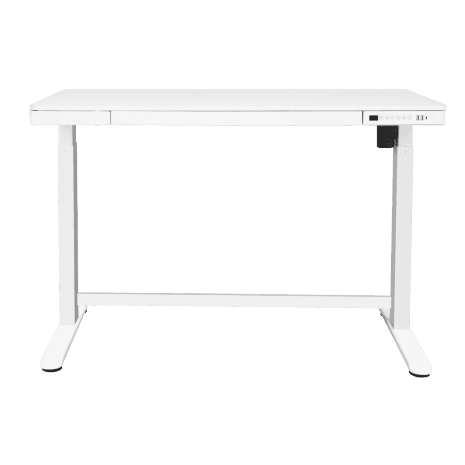 Dellonda Single Motor Ultra-Quiet Electric Desk with Control Panel, USB Port & Drawer - White Desktop Model No- DH54