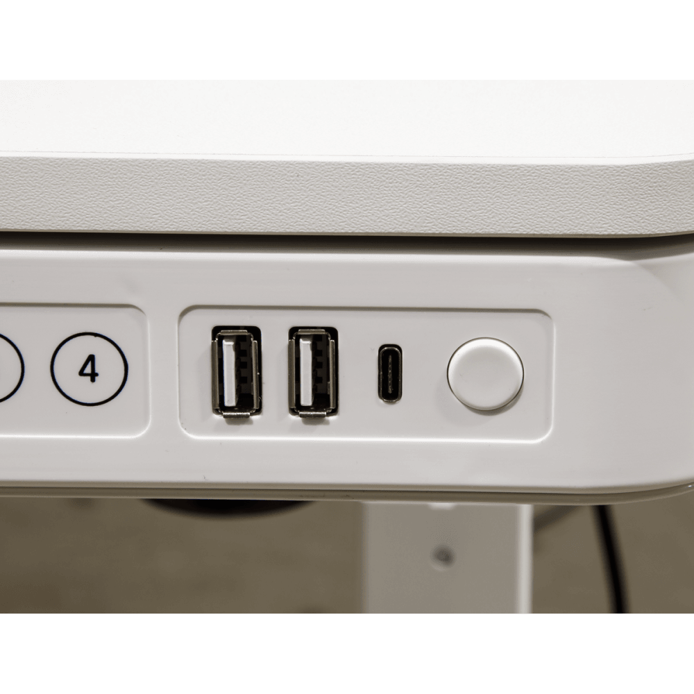 Dellonda Single Motor Ultra-Quiet Electric Desk with Control Panel, USB Port & Drawer - White Desktop Model No- DH54