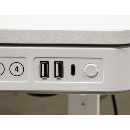 Dellonda Single Motor Ultra-Quiet Electric Desk with Control Panel, USB Port & Drawer - White Desktop Model No- DH54