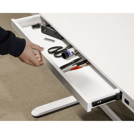 Dellonda Single Motor Ultra-Quiet Electric Desk with Control Panel, USB Port & Drawer - White Desktop Model No- DH54