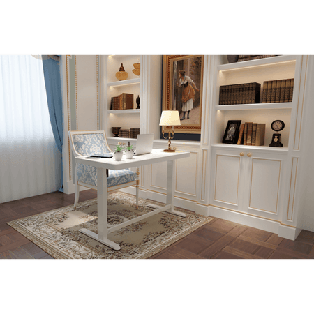 Dellonda Single Motor Ultra-Quiet Electric Desk with Control Panel, USB Port & Drawer - White Desktop Model No- DH54