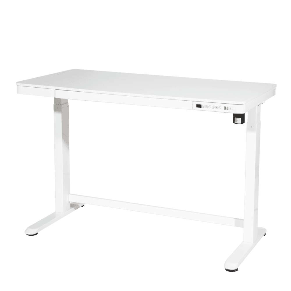 Dellonda Single Motor Ultra-Quiet Electric Desk with Control Panel, USB Port & Drawer - White Desktop Model No- DH54