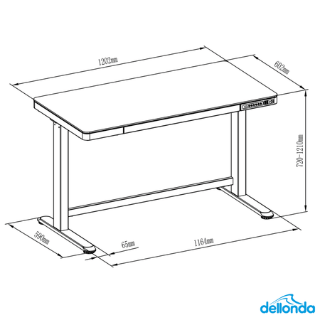 Dellonda Single Motor Ultra-Quiet Electric Desk with Control Panel, USB Port & Drawer - White Desktop Model No- DH54