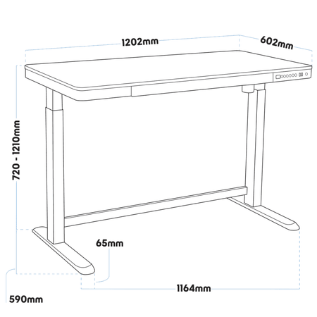 Dellonda Single Motor Ultra-Quiet Electric Desk with Control Panel, USB Port & Drawer - White Desktop Model No- DH54