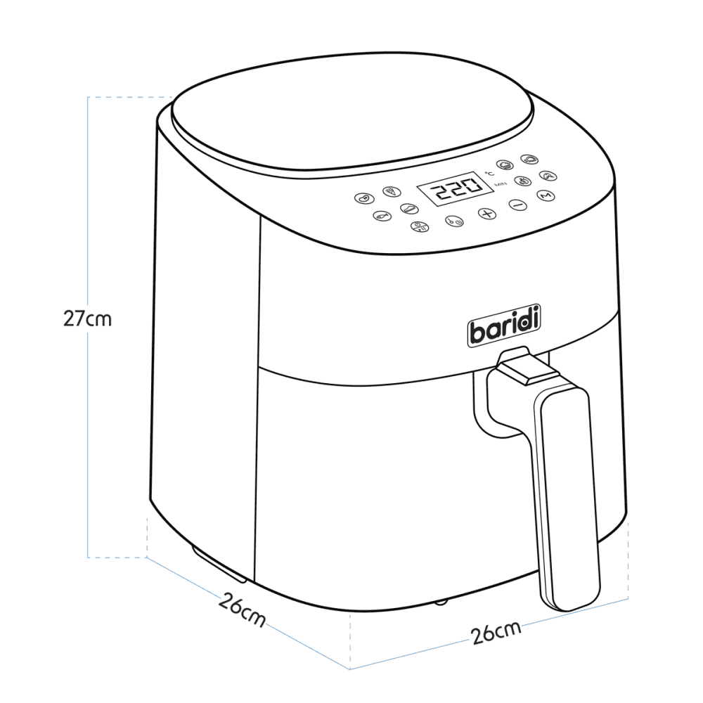 Baridi Single Zone Air Fryer with 8 Preset Functions 3.5L Capacity : Model No- DH60