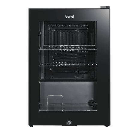 Baridi Beer & Drinks Fridge with LED Light, Black and Glass Door 60L Model No- DH62