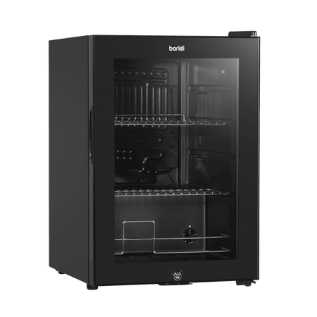 Baridi Beer & Drinks Fridge with LED Light, Black and Glass Door 60L Model No- DH62