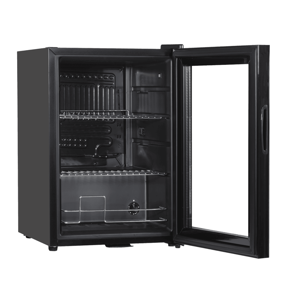 Baridi Beer & Drinks Fridge with LED Light, Black and Glass Door 60L Model No- DH62