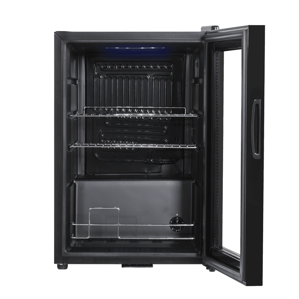 Baridi Beer & Drinks Fridge with LED Light, Black and Glass Door 60L Model No- DH62