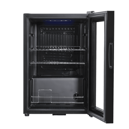 Baridi Beer & Drinks Fridge with LED Light, Black and Glass Door 60L Model No- DH62