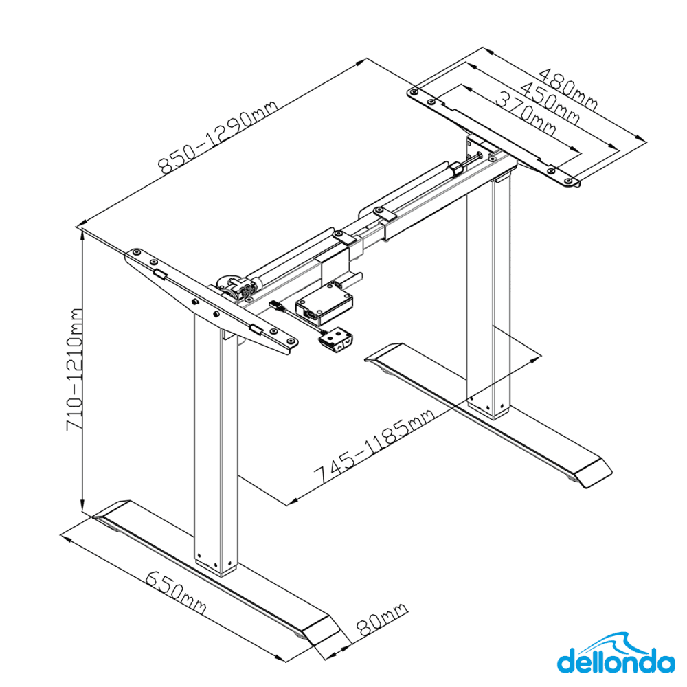 Dellonda Single Motor Ultra-Quiet Adjustable-Height Desk Frame 70kg Capacity - White Model No- DH64