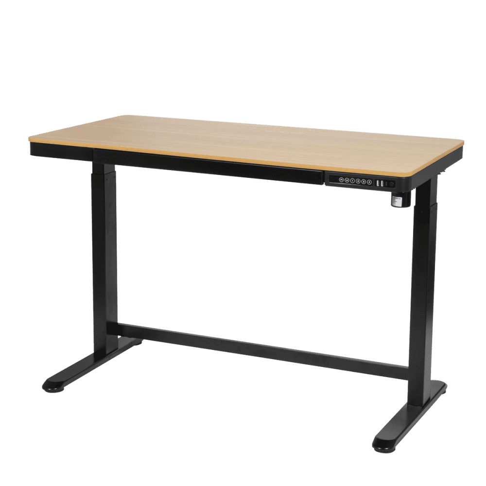 Dellonda Single Motor Ultra-Quiet Electric Desk with Control Panel, USB Port & Drawer - Oak Desktop Model No- DH65