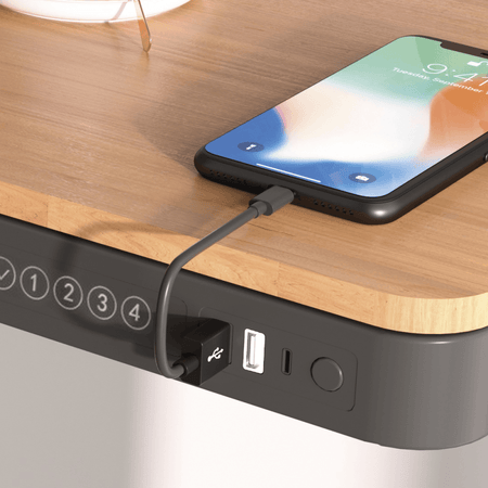 Dellonda Single Motor Ultra-Quiet Electric Desk with Control Panel, USB Port & Drawer - Oak Desktop Model No- DH65