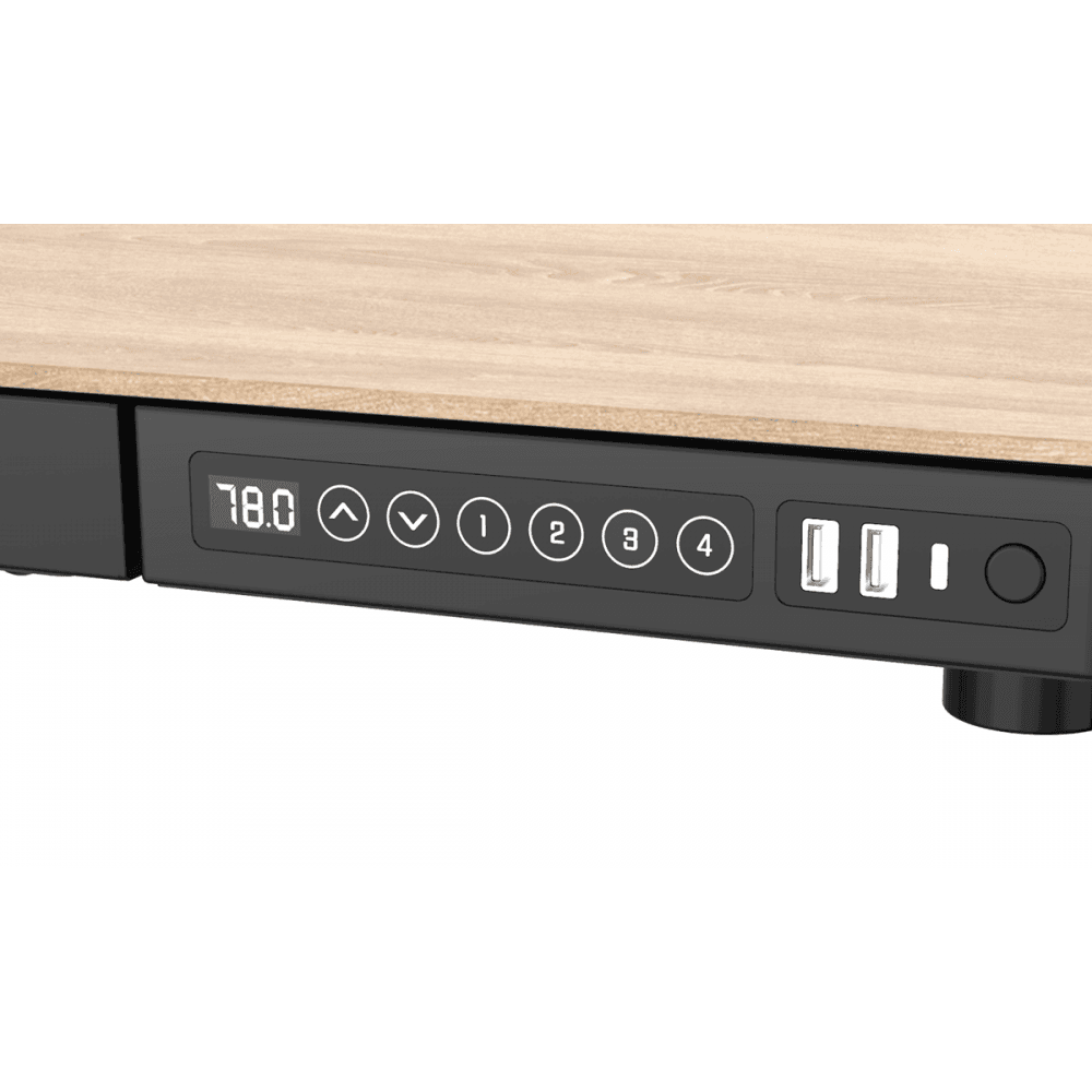Dellonda Single Motor Ultra-Quiet Electric Desk with Control Panel, USB Port & Drawer - Oak Desktop Model No- DH65