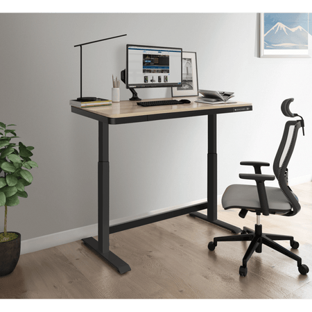 Dellonda Single Motor Ultra-Quiet Electric Desk with Control Panel, USB Port & Drawer - Oak Desktop Model No- DH65