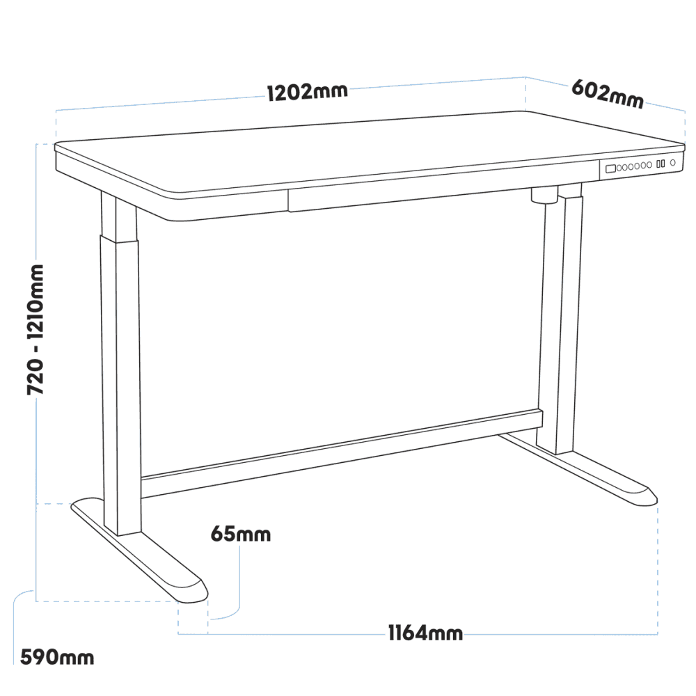 Dellonda Single Motor Ultra-Quiet Electric Desk with Control Panel, USB Port & Drawer - Oak Desktop Model No- DH65