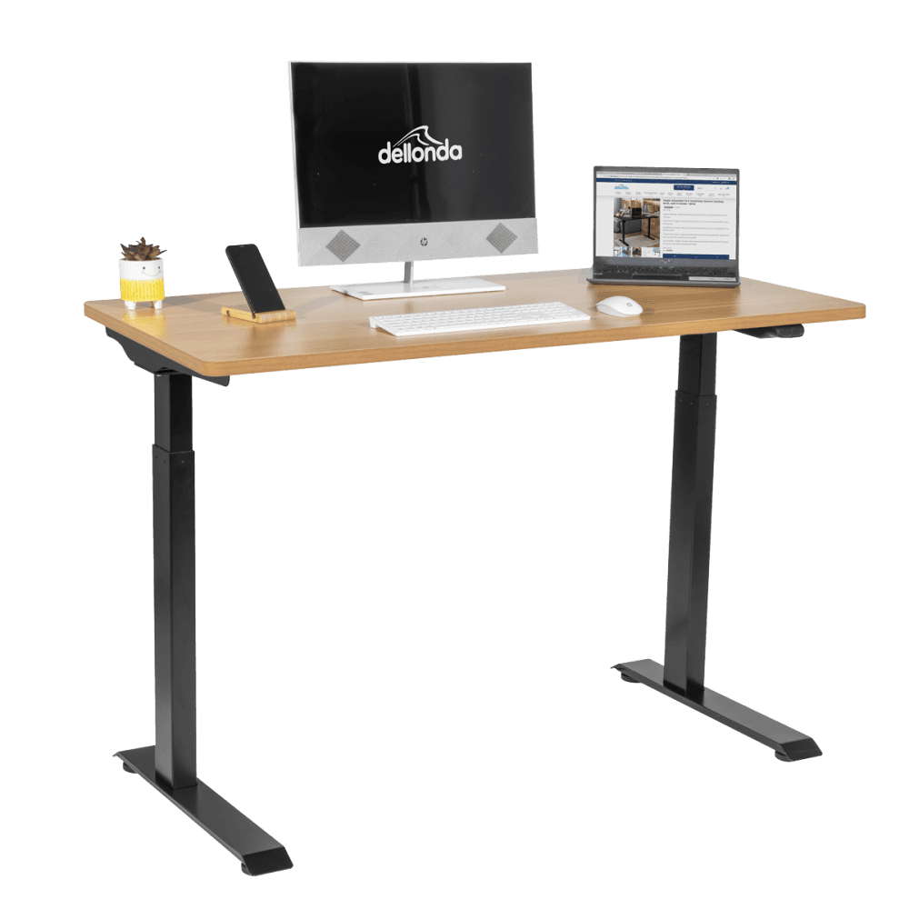 Dellonda Single Motor Ultra-Quiet Adjustable-Height Electric Sit/Stand Desk - Oak Desktop Model No- DH66