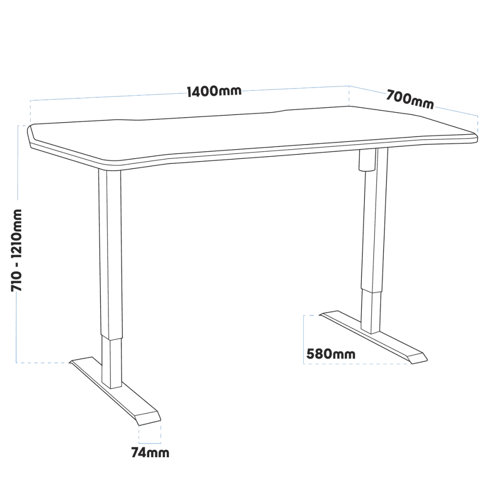 Dellonda Single Motor Ultra-Quiet Adjustable-Height Electric Sit/Stand Desk - Carbon Fibre Effect Desktop Model No- DH70