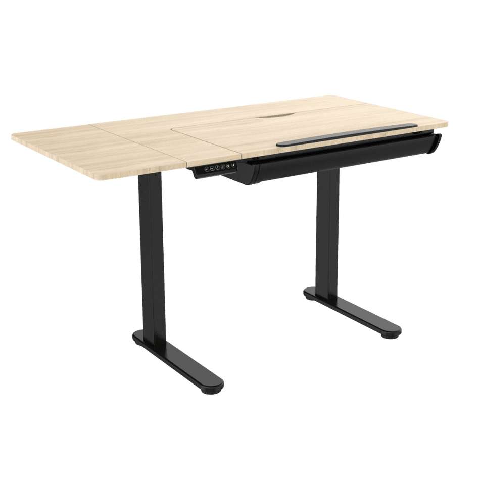 Dellonda Single Motor Ultra-Quiet Electric Adjustable Drawing Table with 40 Tilt, Drawer & Side Table Model No- DH71