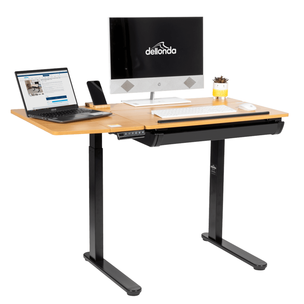 Dellonda Single Motor Ultra-Quiet Electric Adjustable Drawing Table with 40 Tilt, Drawer & Side Table Model No- DH71