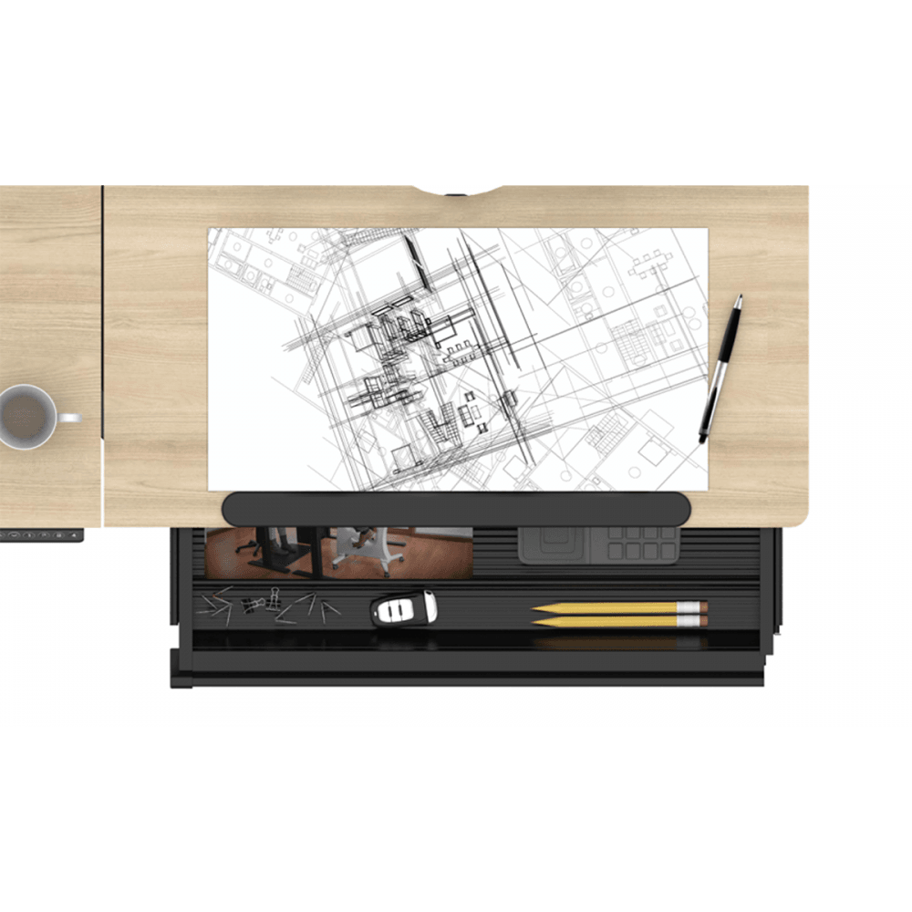 Dellonda Single Motor Ultra-Quiet Electric Adjustable Drawing Table with 40 Tilt, Drawer & Side Table Model No- DH71