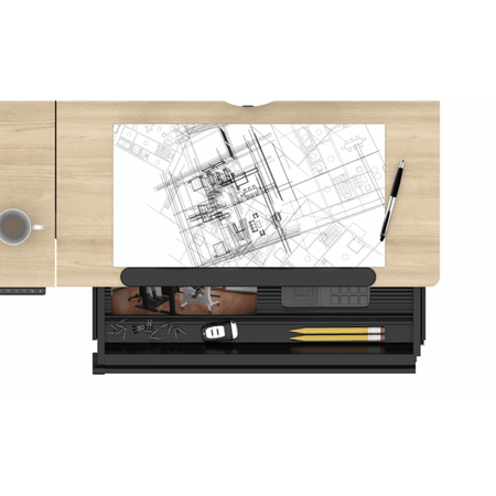Dellonda Single Motor Ultra-Quiet Electric Adjustable Drawing Table with 40 Tilt, Drawer & Side Table Model No- DH71