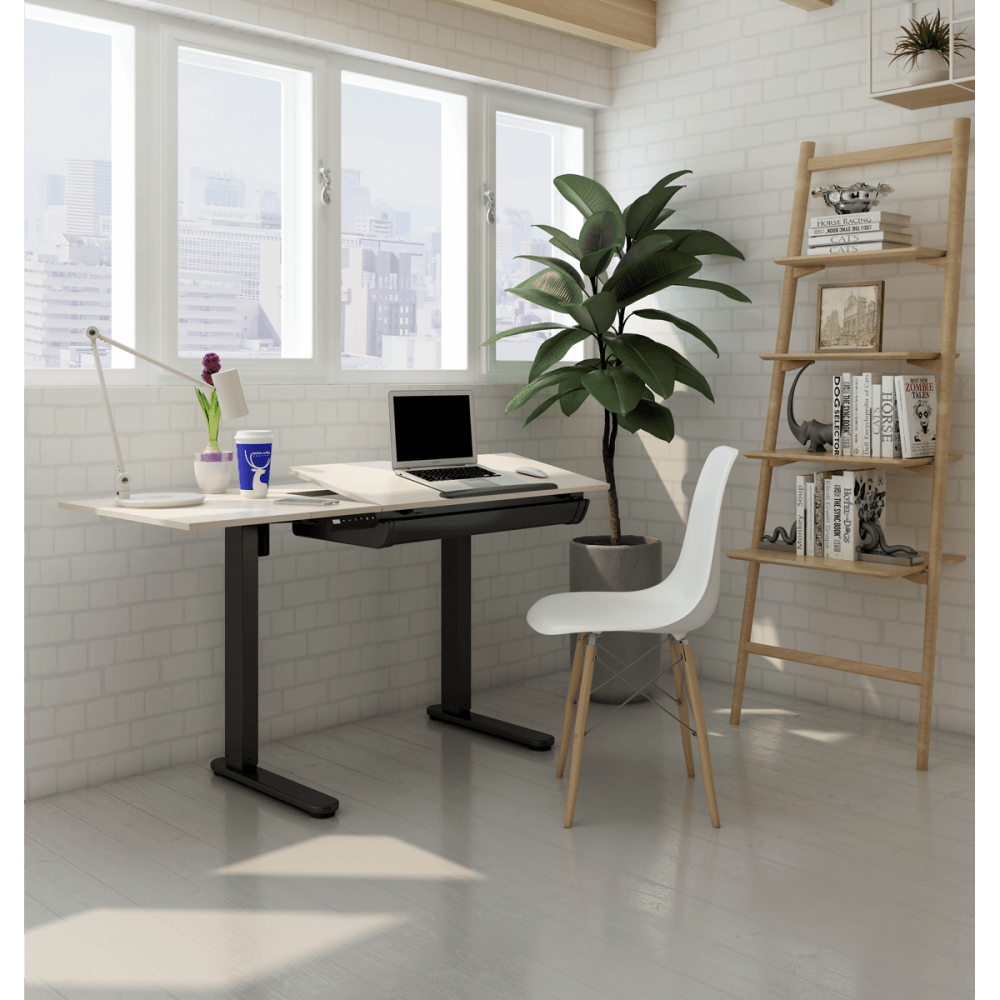 Dellonda Single Motor Ultra-Quiet Electric Adjustable Drawing Table with 40 Tilt, Drawer & Side Table Model No- DH71