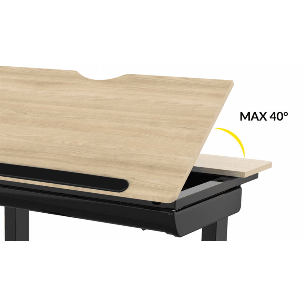 Dellonda Single Motor Ultra-Quiet Electric Adjustable Drawing Table with 40 Tilt, Drawer & Side Table Model No- DH71