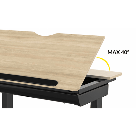 Dellonda Single Motor Ultra-Quiet Electric Adjustable Drawing Table with 40 Tilt, Drawer & Side Table Model No- DH71