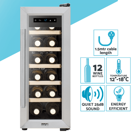 Baridi 12 Bottle Wine Fridge & Cooler - Stainless Steel Model No- DH74