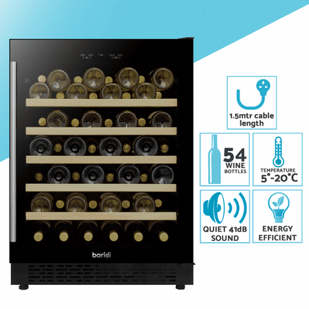Baridi 54 Bottle Under-Counter/Freestanding Fridge & Cooler 60cm Model No- DH78
