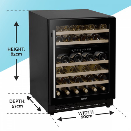 Baridi 46 Bottle Under-Counter/Freestanding Dual Zone Fridge & Cooler 60cm Model No- DH79