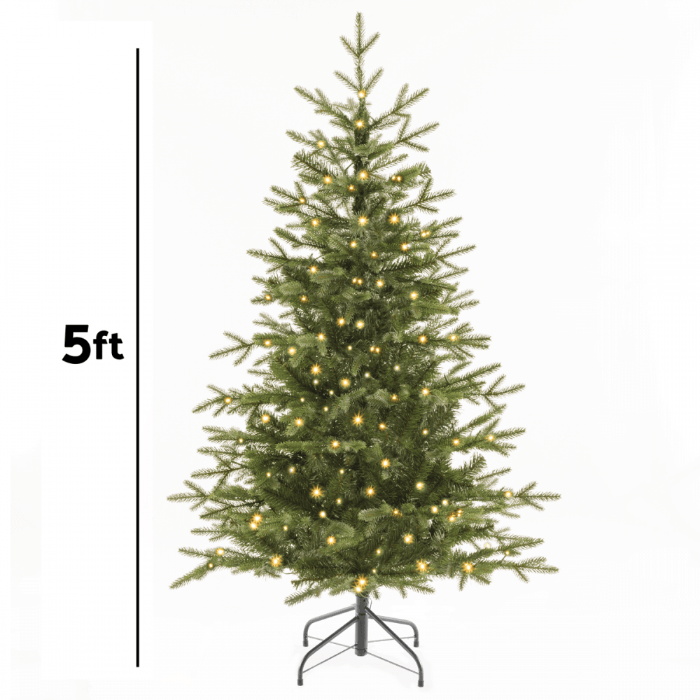 Dellonda Pre-Lit Hinged Christmas Tree with 190 Warm White LED Lights 5ft(150cm) Model No- DH80